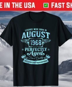 Vintage Faded Born In August 1968 53rd Birthday T-Shirt