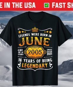 Vintage June 16th Birthday 2005 16 Years Old T-Shirt