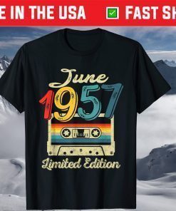 Vintage June 1957 Cassette Tape 64th Birthday Decorations T-Shirt