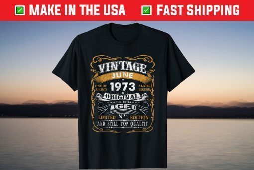 Vintage June 1973 48 Years 48th Birthday Shirt