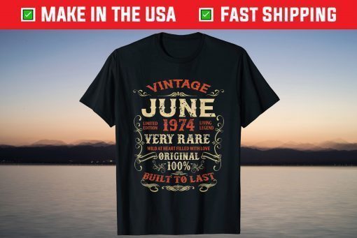 Vintage June 1974 47Th Birthday 47 Years Of Being Awesome T-Shirt