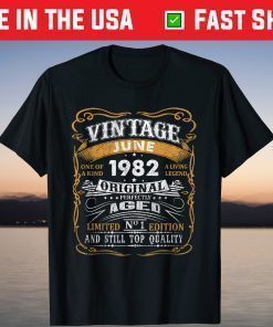 Vintage June 1982 39 Years Old 39th Birthday Gift T-Shirt