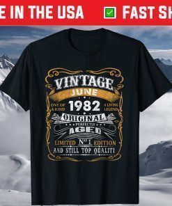 Vintage June 1982 39 Years Old 39th Birthday Gift T-Shirt