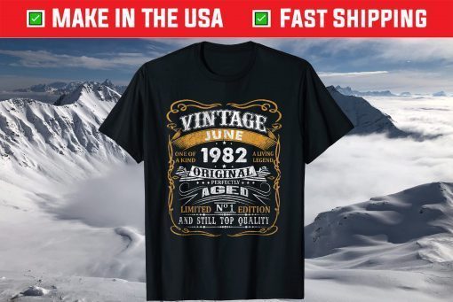 Vintage June 1982 39 Years Old 39th Birthday Gift T-Shirt