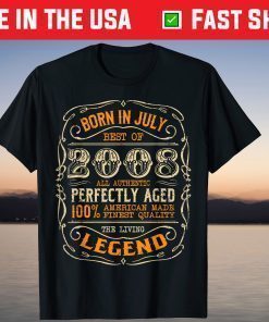 Vintage Legends Born In 2008 July Awesome Birthday Birthday Gift T-Shirt