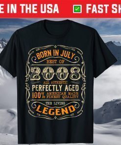 Vintage Legends Born In 2008 July Awesome Birthday Birthday Gift T-Shirt