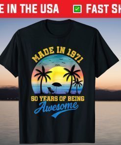 Vintage Sunset 1971 50 Years Of Being Awesome 50th Birthday Shirt