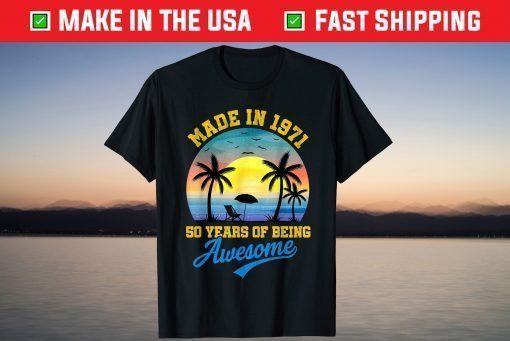 Vintage Sunset 1971 50 Years Of Being Awesome 50th Birthday Shirt