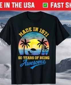 Vintage Sunset 1971 50 Years Of Being Awesome 50th Birthday Shirt