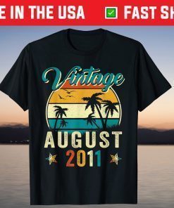 10th Birthday 10 Years Old Vintage Born in August 2011 Birthday T-Shirt