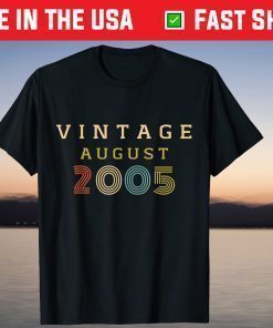 15 Year Old Birthday Vintage 2005 August T-Shirt