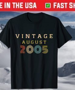 15 Year Old Birthday Vintage 2005 August T-Shirt