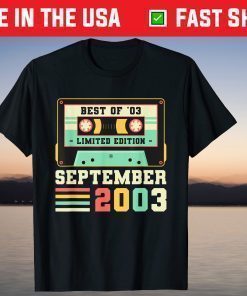 18th Birthday September Vintage 2003 18 Years T-Shirt