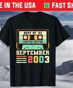 18th Birthday September Vintage 2003 18 Years T-Shirt