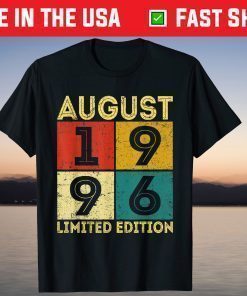 25th Birthday Retro August 1996 Decorations 25 Years Old Classic T-Shirt