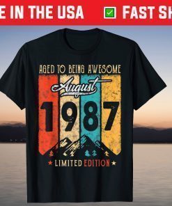 34 Year Old Retro Vintage August 1987 34th Birthday US 2021 T-Shirts