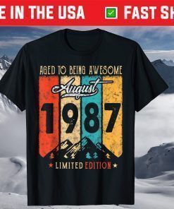 34 Year Old Retro Vintage August 1987 34th Birthday US 2021 T-Shirts