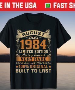 36th Birthday 36 Years Old Retro Vintage August 1984 T-Shirt