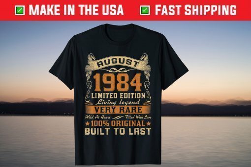 36th Birthday 36 Years Old Retro Vintage August 1984 T-Shirt