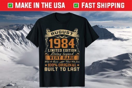 36th Birthday 36 Years Old Retro Vintage August 1984 T-Shirt