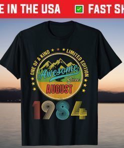 37 Years Old 37th Birthday Decoration August 1984 Vintage T-Shirt