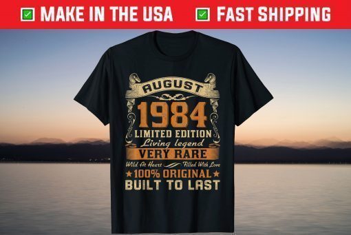 37th Birthday 37 Years Old Retro Vintage August 1984 T-Shirt