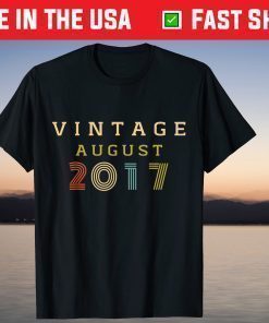 4 Year Old Birthday Vintage 2017 August T-Shirt