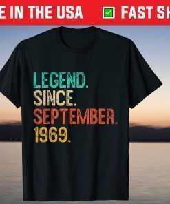 52st Birthday Vintage Retro September 1969 52 Years Old T-Shirt