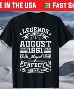 60th Birthday August Vintage 1961 60 Years Gift T-Shirts