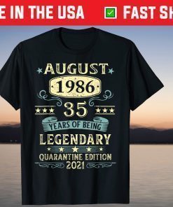 August 1986 35th Birthday 35 Year Old T-Shirts