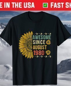 Awesome August 1980 Flower Years Old 41th Birthday T-Shirt