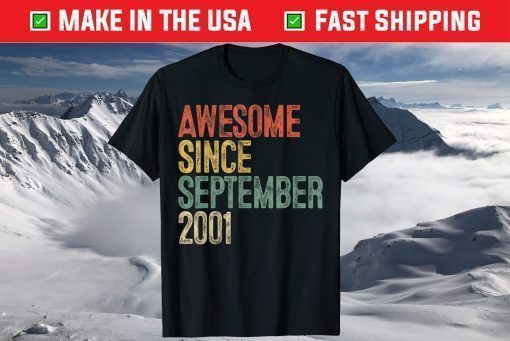 Awesome Since September 2001 20th Birthday 20 Year Old T-Shirt