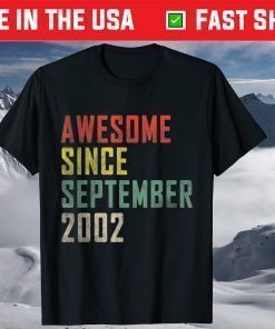 Awesome Since September 2002 19th Birthday 19 Years Old T-Shirt