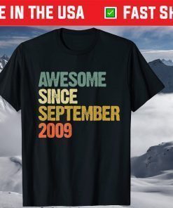 Awesome Since September 2009 12 Years Old 12th Birthday T-Shirt