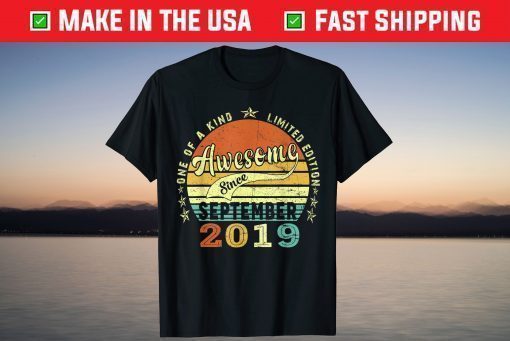 Awesome Since September 2019 2th Birthday 2 Years Old Us 2021 T-Shirt