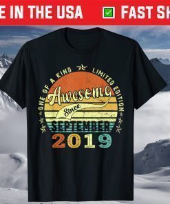 Awesome Since September 2019 2th Birthday 2 Years Old Us 2021 T-Shirt