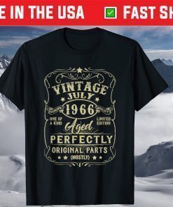 Vintage Made In July 1966 Retro Classic 55th Birthday T-Shirt