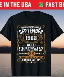 Legends Were Born In September 1968 53Th Birthday T-Shirt