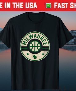 Milwaukee Basketball Stars and Stripes Wisconsin Map Outline Classic T-Shirt