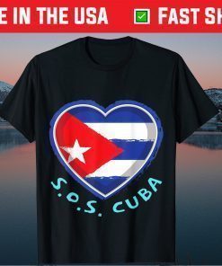 SOS Cuba Politics Protest Dictator Freedom Cuban Flag Heart Classic T-Shirt