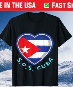 SOS Cuba Politics Protest Dictator Freedom Cuban Flag Heart Classic T-Shirt