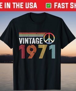 Vintage 1971 Peace Sign 50th Birthday T-Shirt