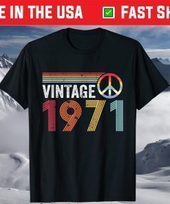 Vintage 1971 Peace Sign 50th Birthday T-Shirt