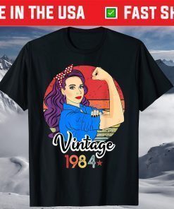 Vintage 1984 Female Strong Woman 37 Years Old 37th Birthday Gift T-Shirt