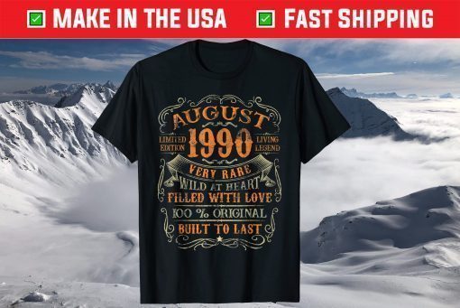 Vintage 1990 August 30 Years Old 30th Birthday Classic T-Shirt