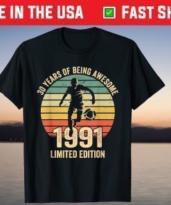 Vintage 1991 30 Years Old Retro 30Th Birthday T-Shirt