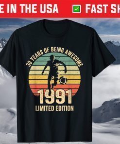 Vintage 1991 30 Years Old Retro 30Th Birthday T-Shirt