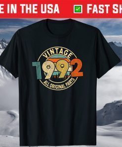 Vintage 1992 All Original Parts 29th Birthday 29 Years Old T-Shirt