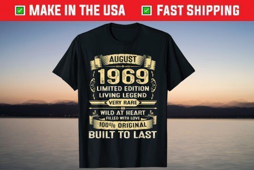 Vintage 50 Years Old August 1969 50th Birthday Classic T-Shirt