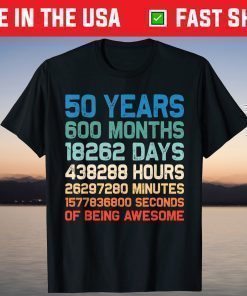 Vintage 50th Birthday 50 Years Old 600 Months Awesome Birthday T-Shirt